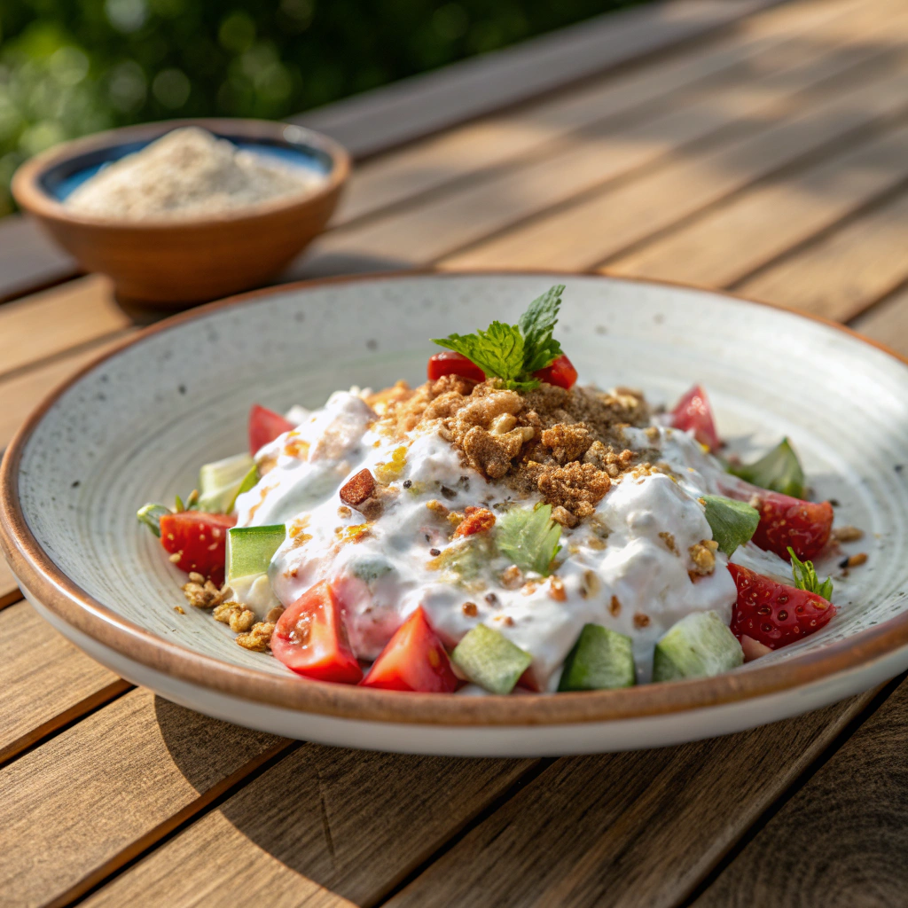 Yoğurtlu Buğday Salatası tarifinin sağlıklı ve pratik hali